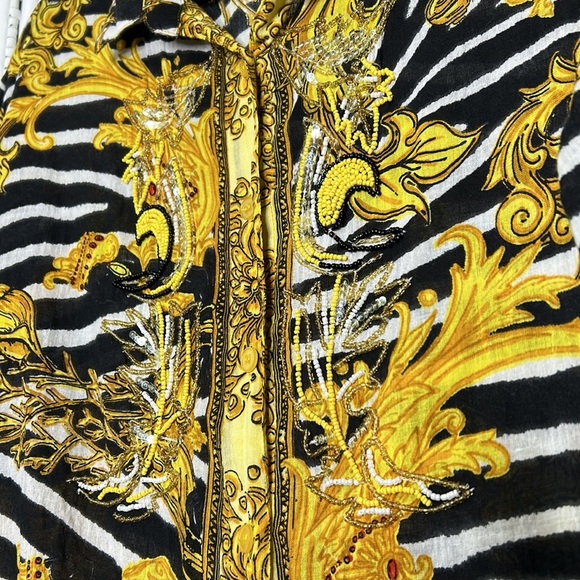 Antica Santoria Giacomo Cinque beaded coral shell golden artistic thin beach top - Picture 7 of 8